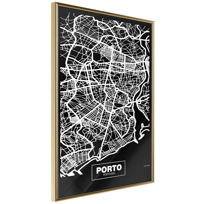 Poster Artgeist Affisch Negative Map Porto