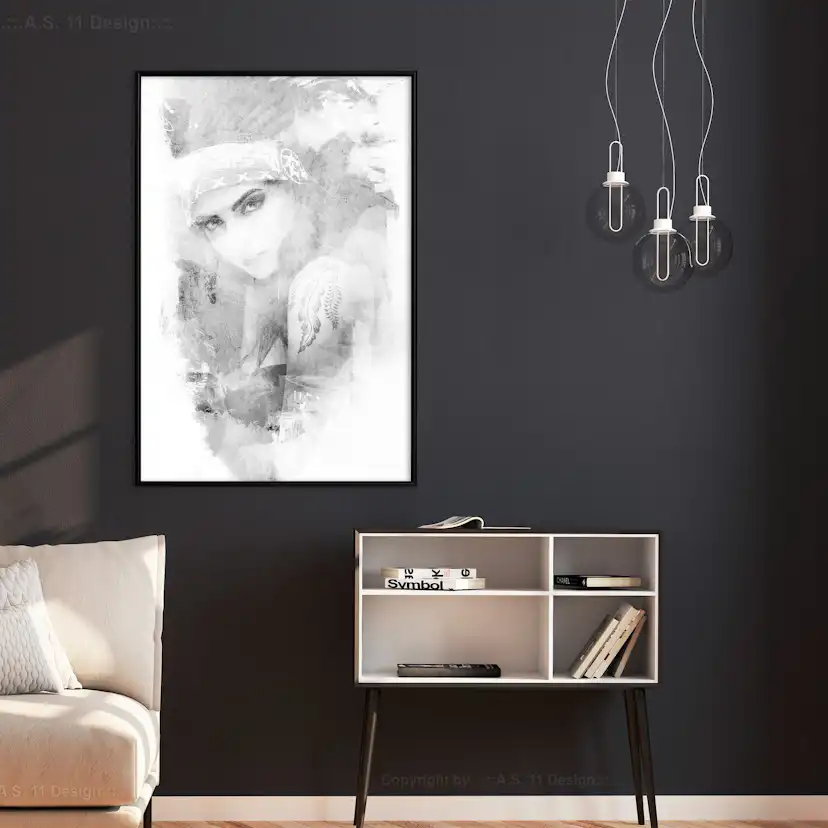 Poster Artgeist Affisch Ethnic Look Svart/Vit