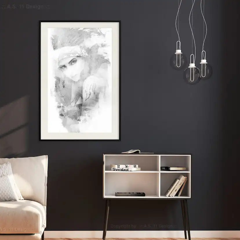 Poster Artgeist Affisch Ethnic Look Svart/Vit