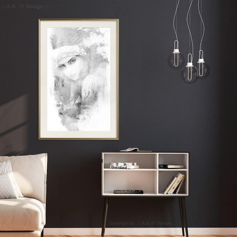 Poster Artgeist Affisch Ethnic Look Svart/Vit