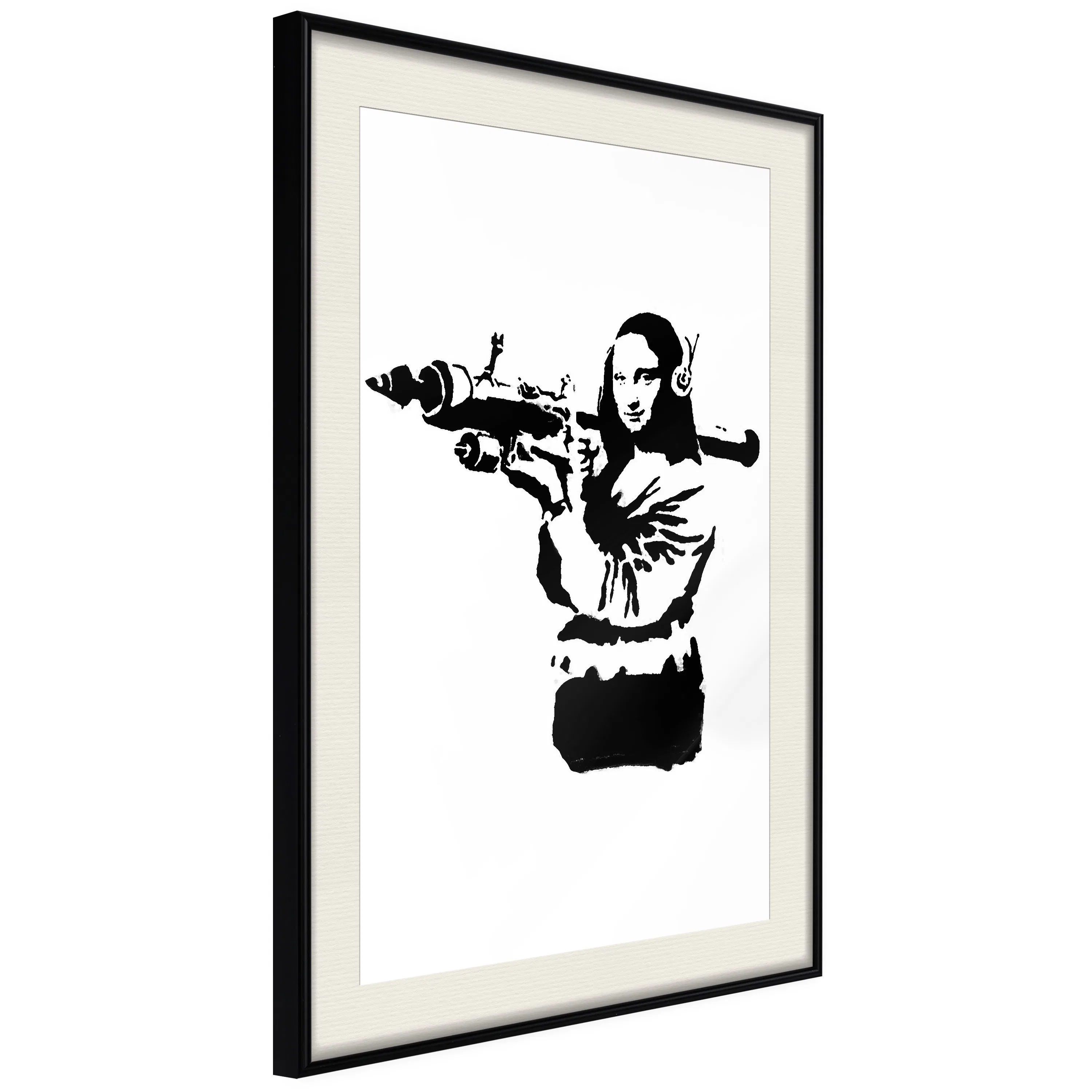 Poster Artgeist Affisch Banksy Mona Lisa with Rocket Launcher