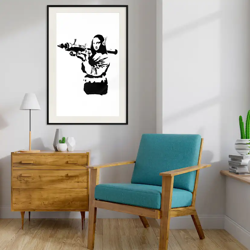 Poster Artgeist Affisch Banksy Mona Lisa with Rocket Launcher