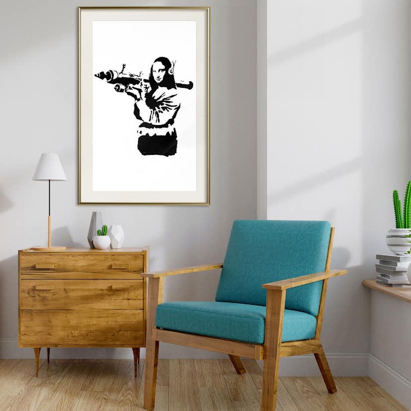Poster Artgeist Affisch Banksy Mona Lisa with Rocket Launcher