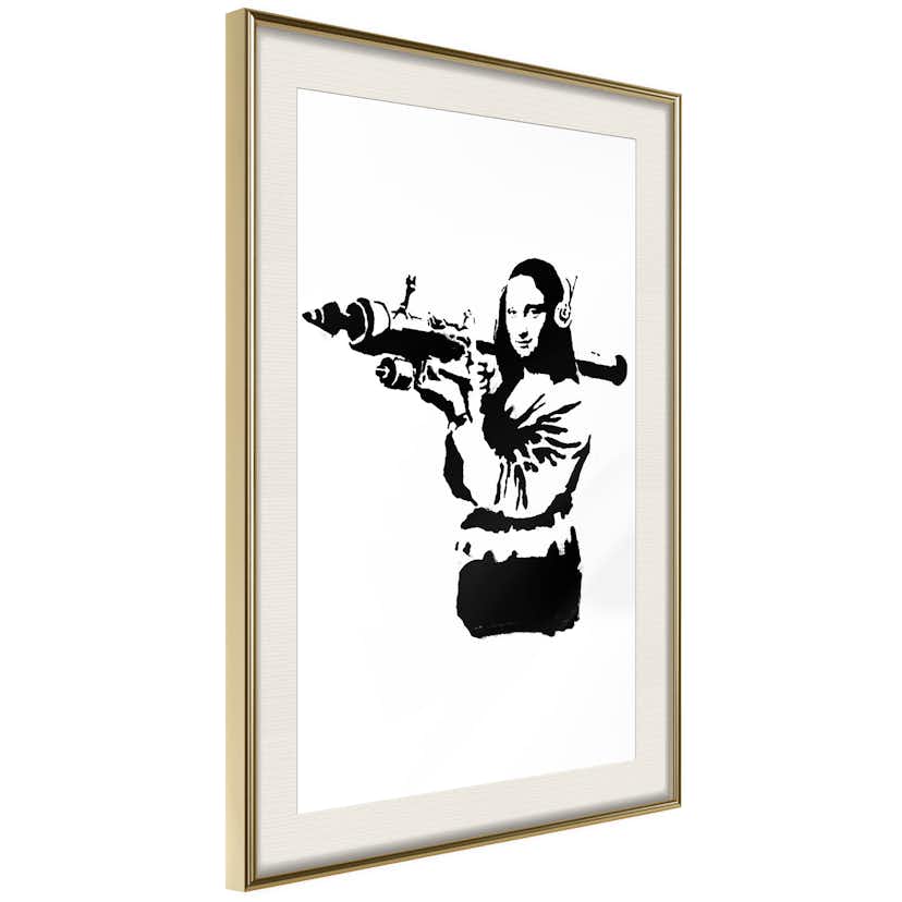 Poster Artgeist Affisch Banksy Mona Lisa with Rocket Launcher