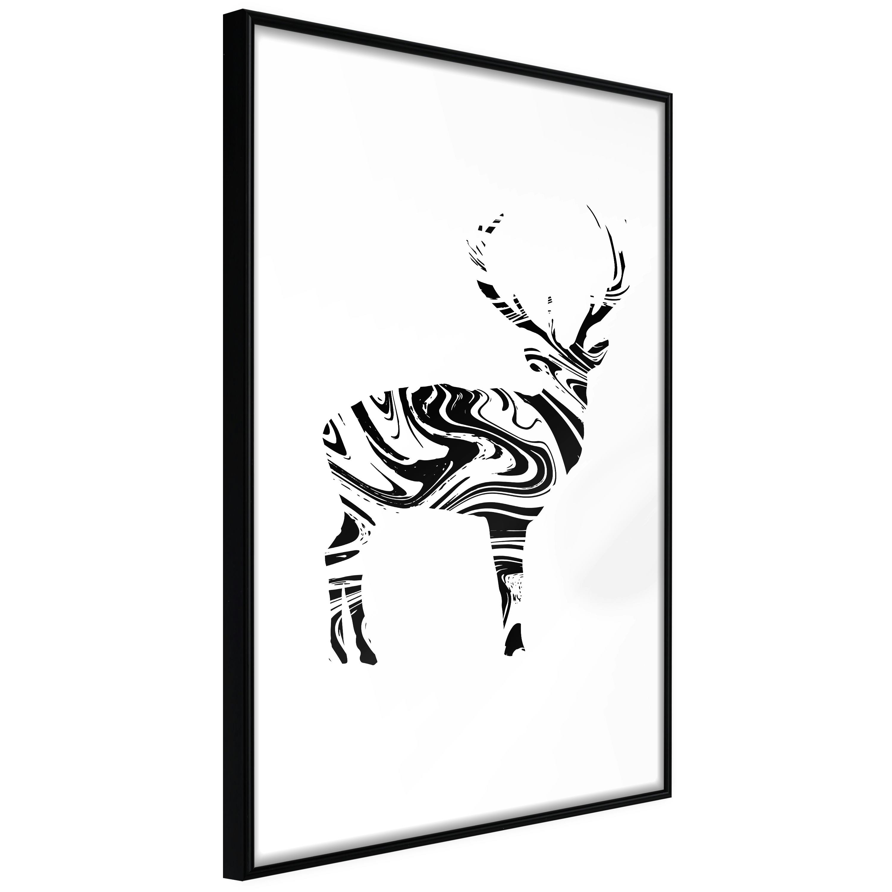 Poster Artgeist Affisch Black and White Deer