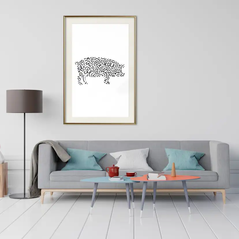 Poster Artgeist Affisch Black and White Piggy
