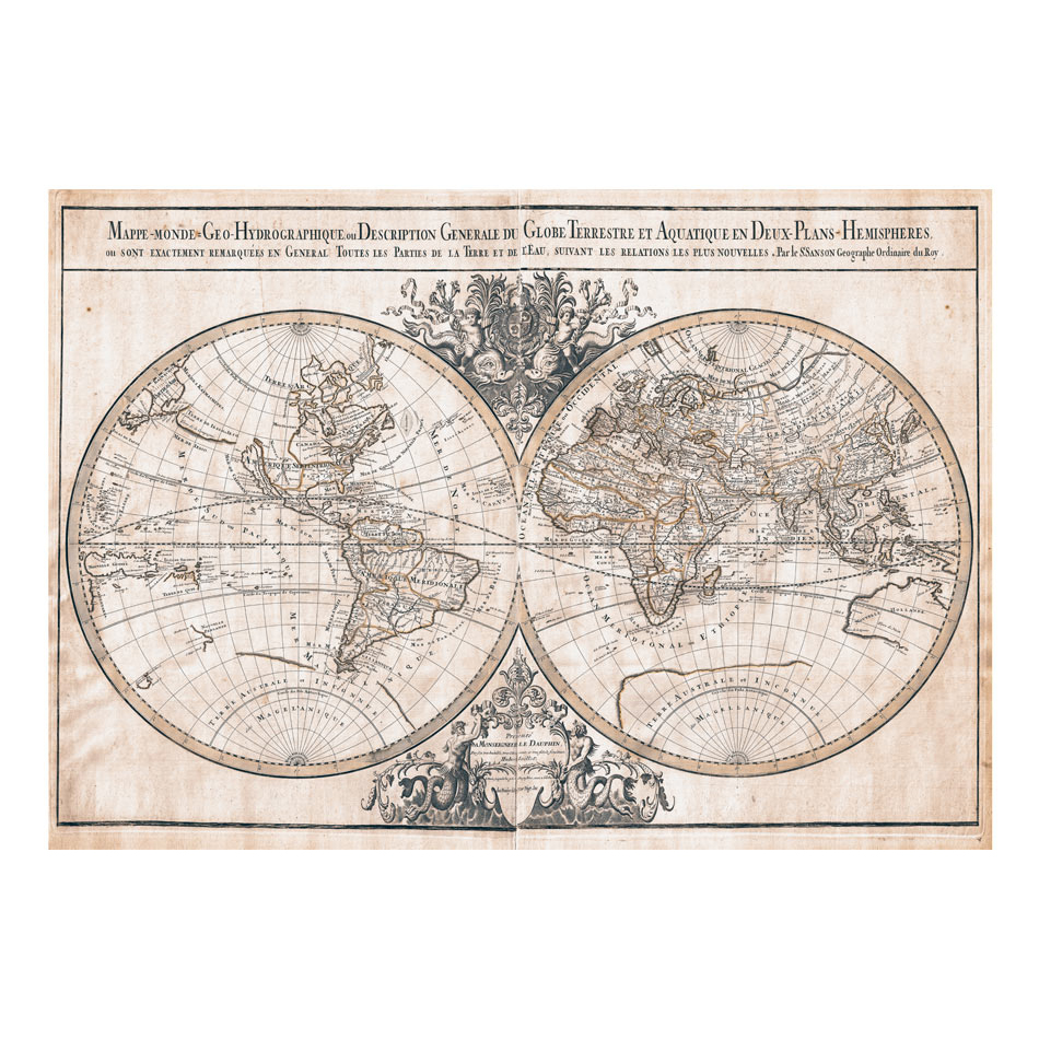 Fototapet Arkiio Mappe Monde Geo Hydrographique