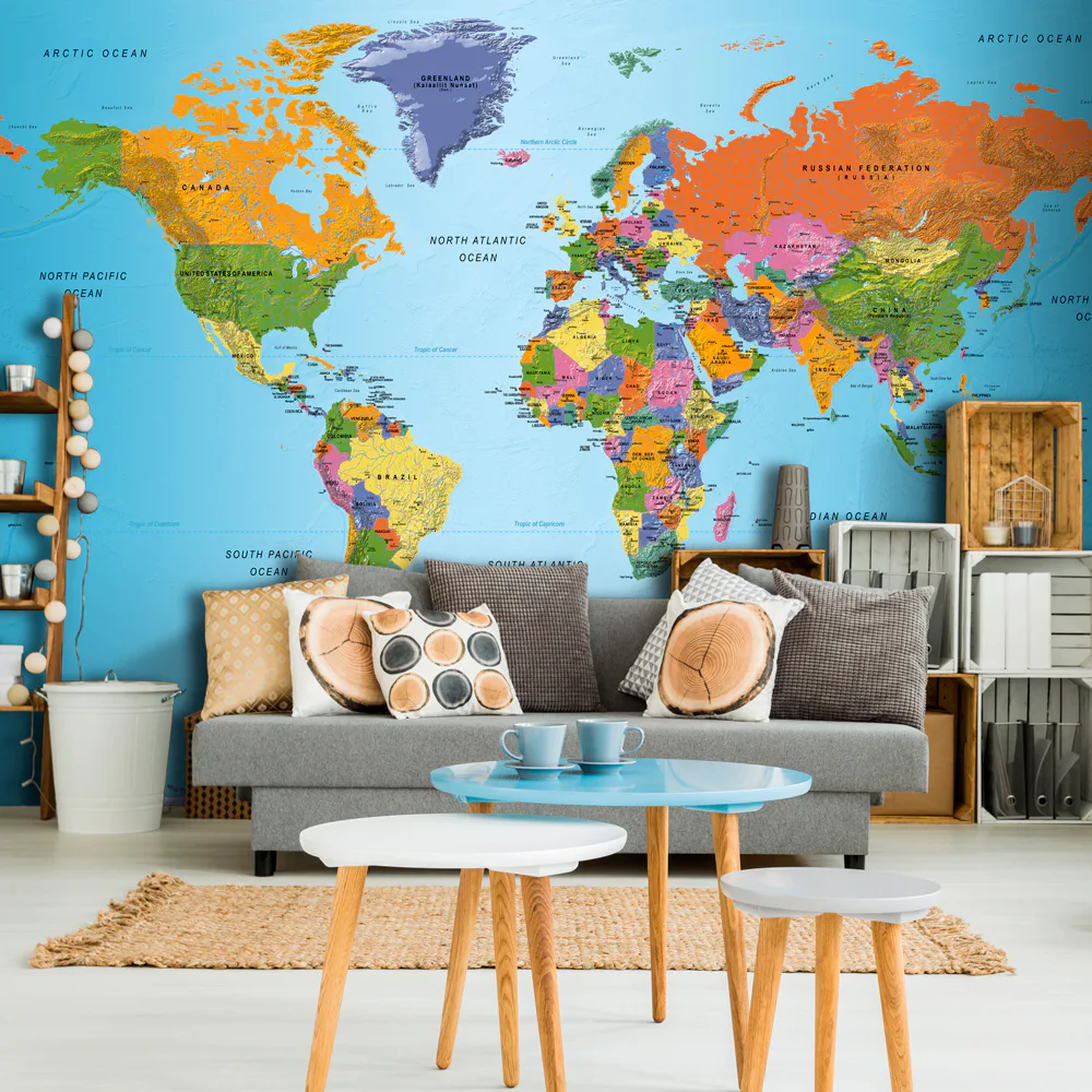 Fototapet Arkiio Självhäftande World Map Colourful Geography