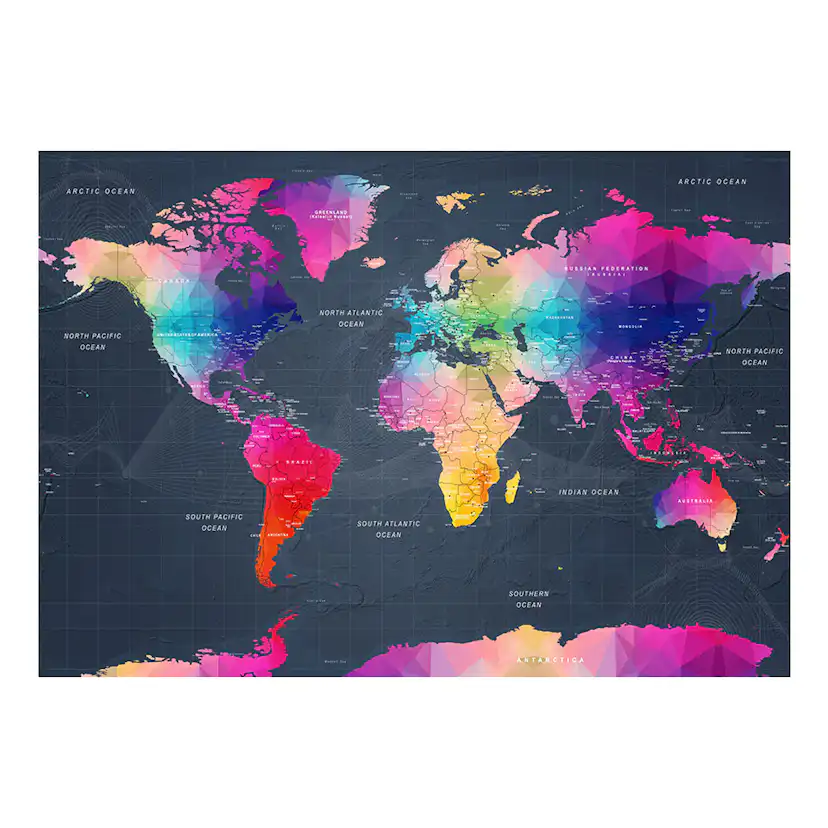 Fototapet Arkiio World Map Colourful Crystals