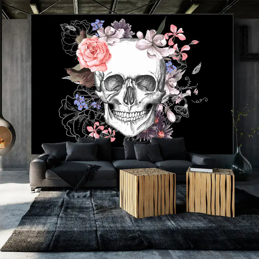 Fototapet Arkiio Skull And Flowers