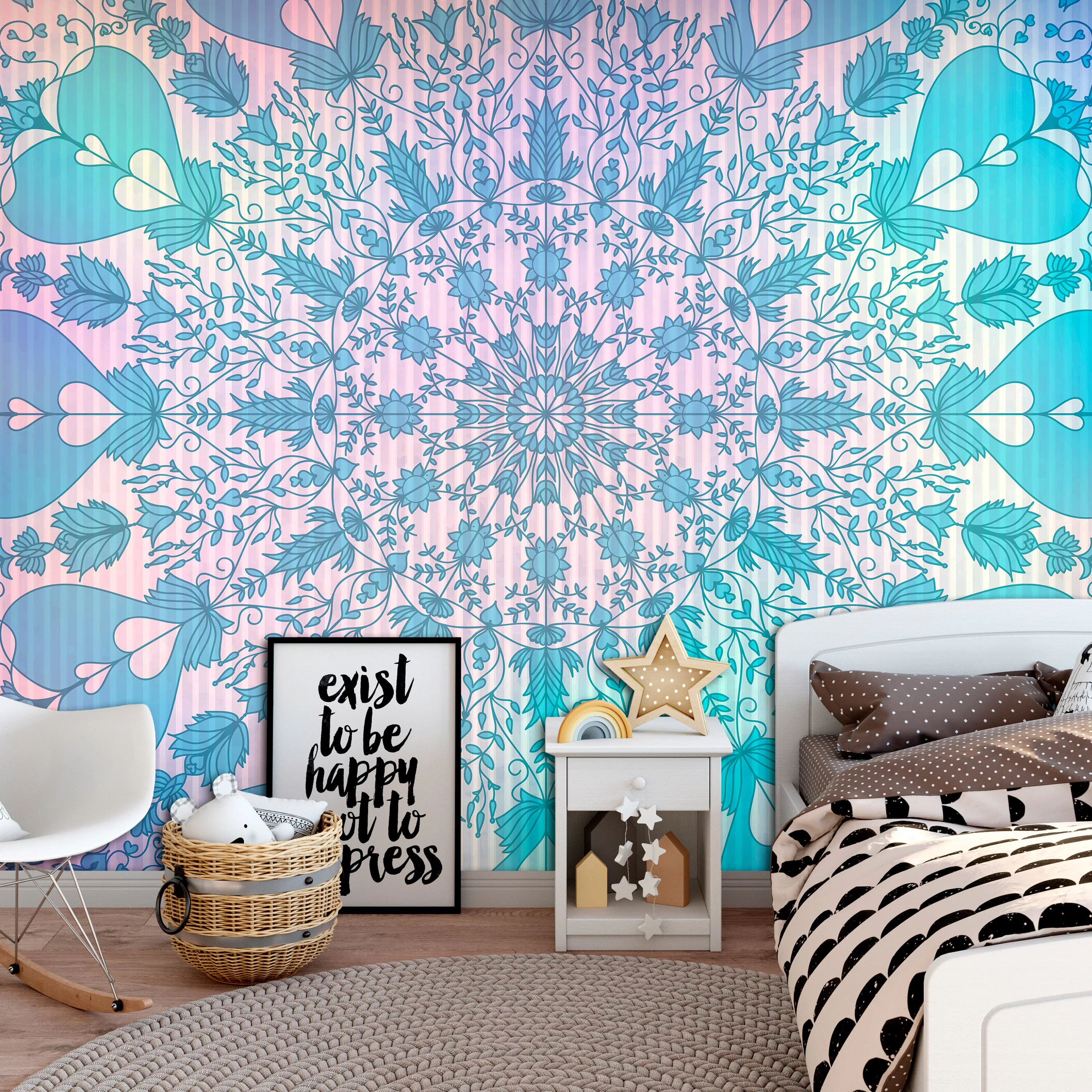 Fototapet Arkiio Självhäftande Girly Mandala Blue