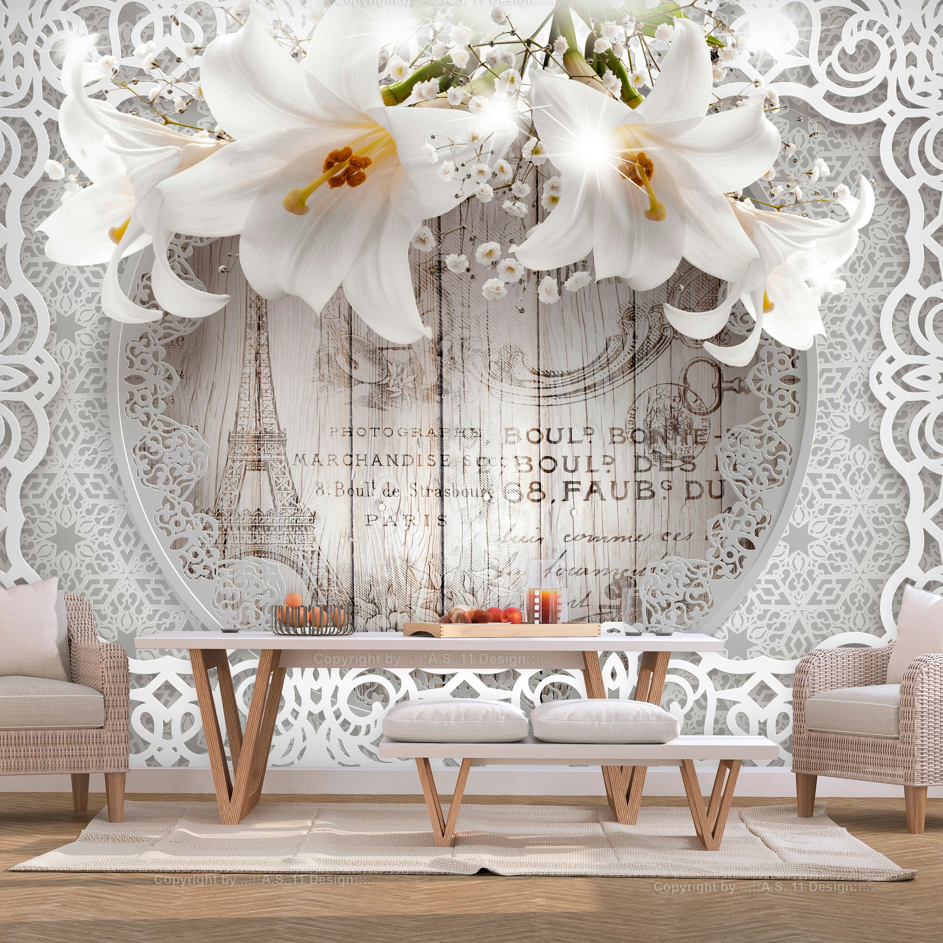 Fototapet Arkiio Lilies And Wooden Background