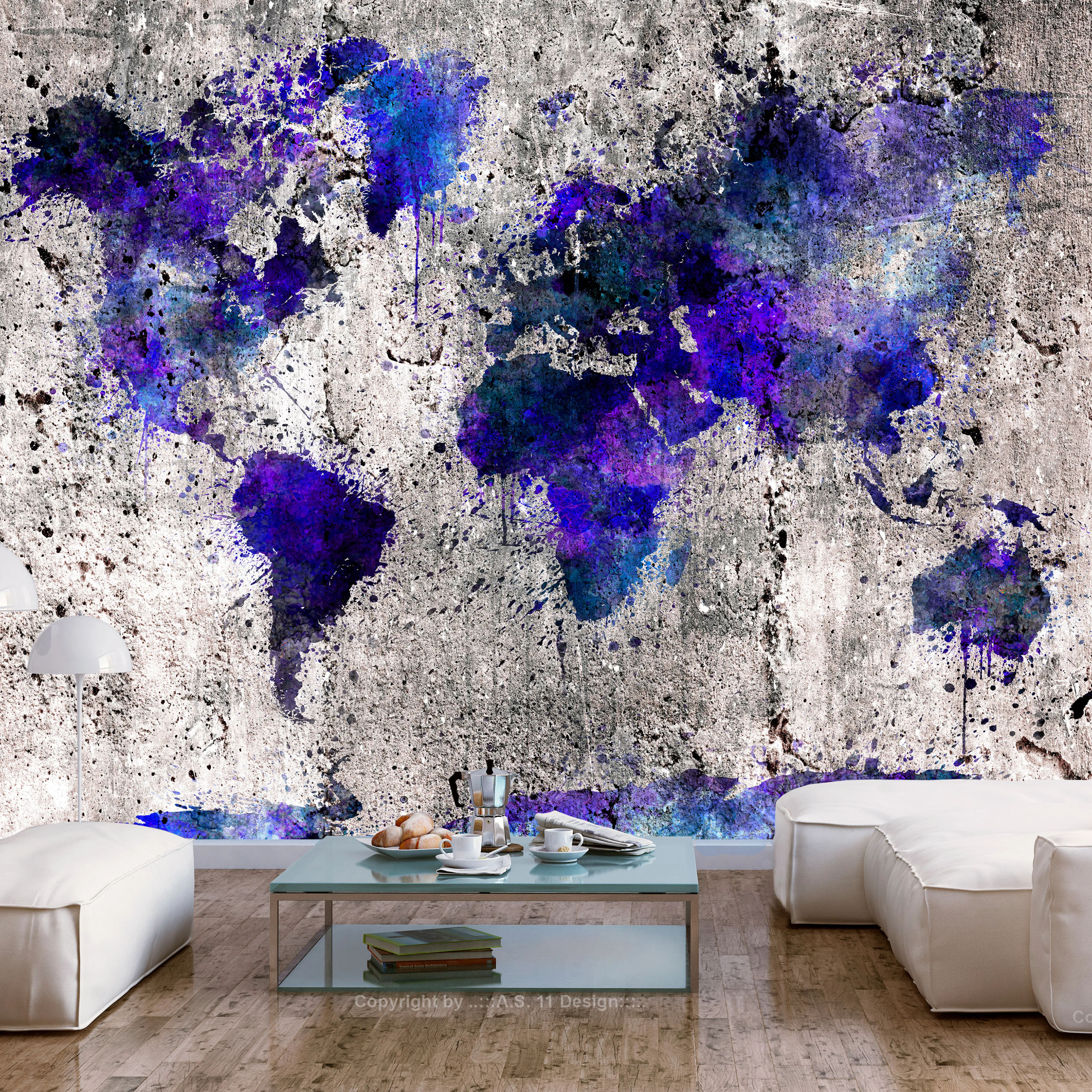 Fototapet Arkiio World Map: Ink Blots