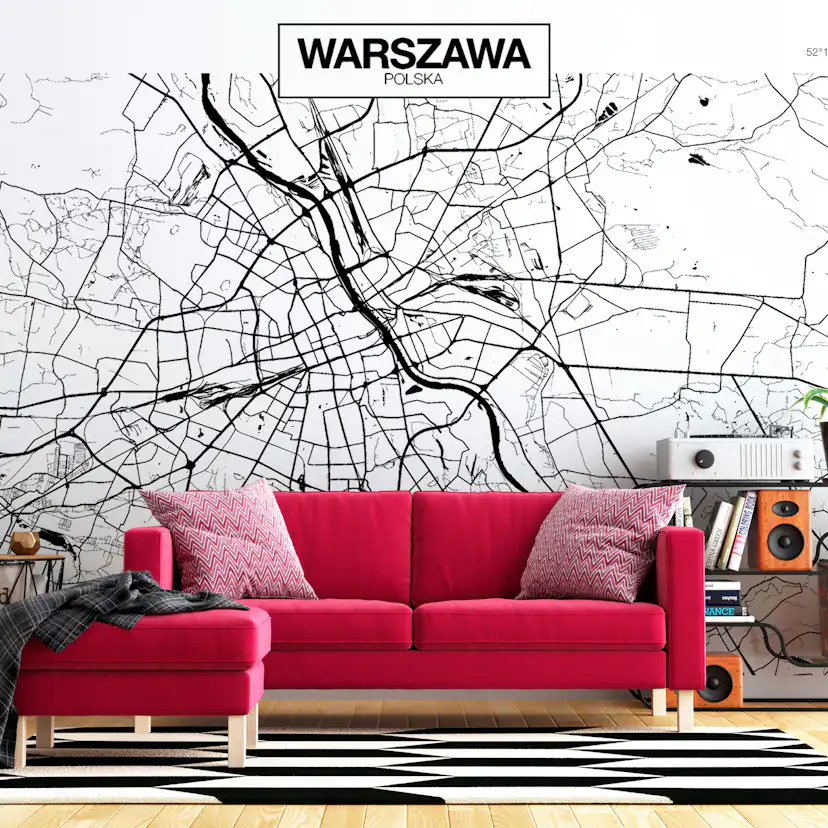 Fototapet Arkiio Självhäftande Warsaw Map