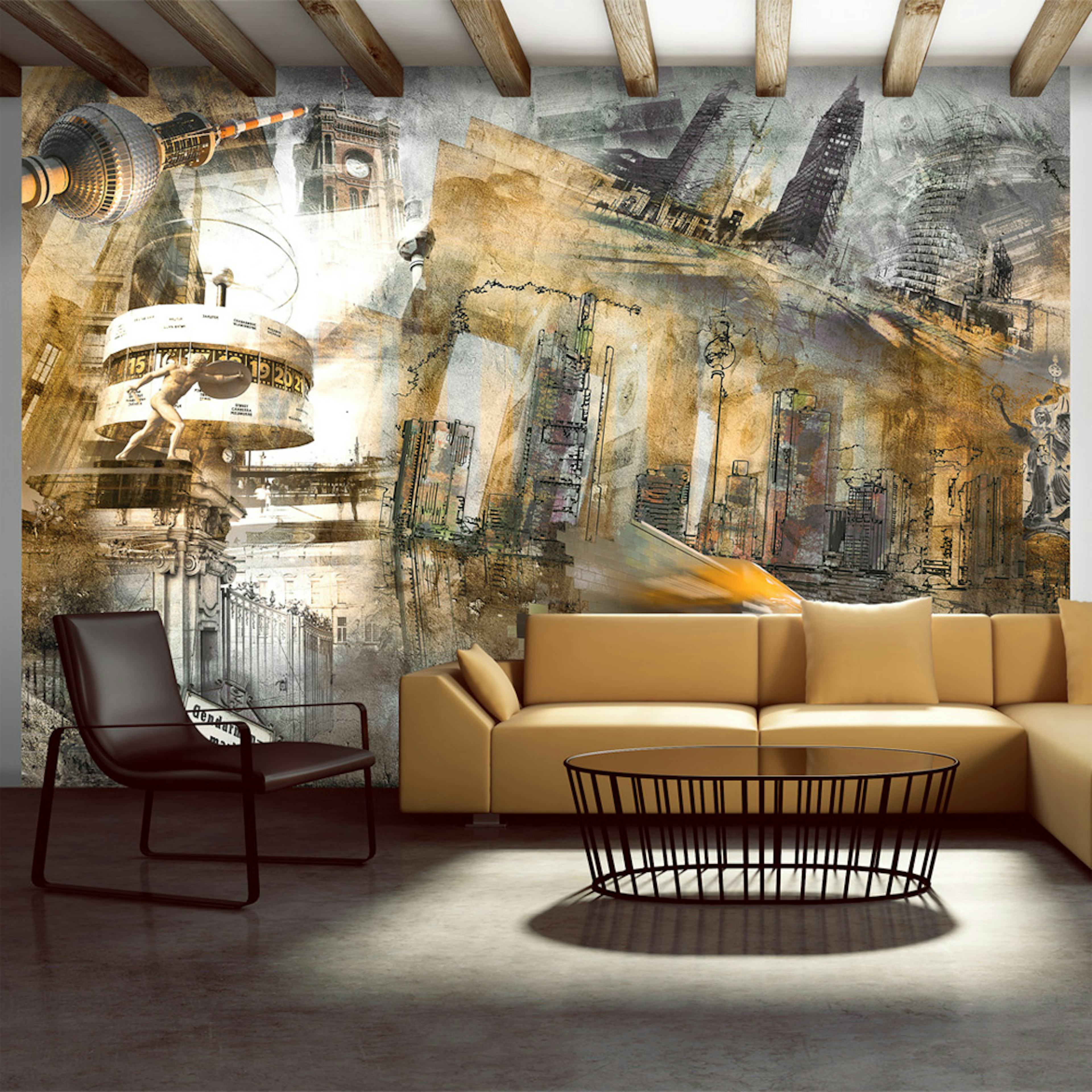 Fototapet Arkiio Berlin Kollage Orange