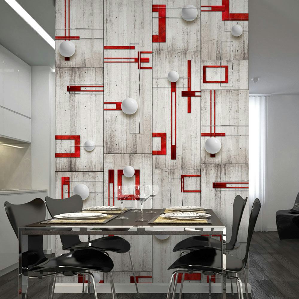 Fototapet Arkiio Concrete, red frames and white knobs 50x1000 cm