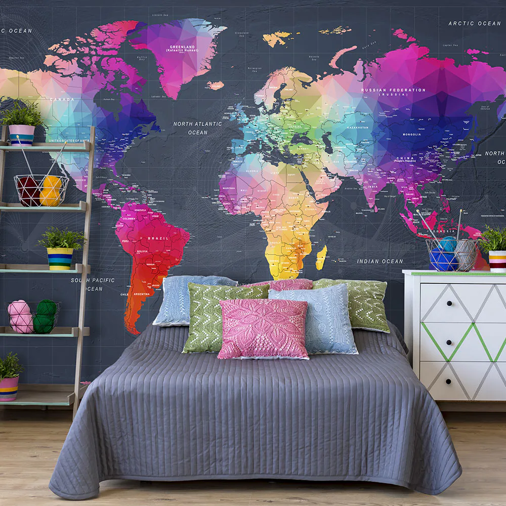 Fototapet Arkiio World Map Colourful Crystals