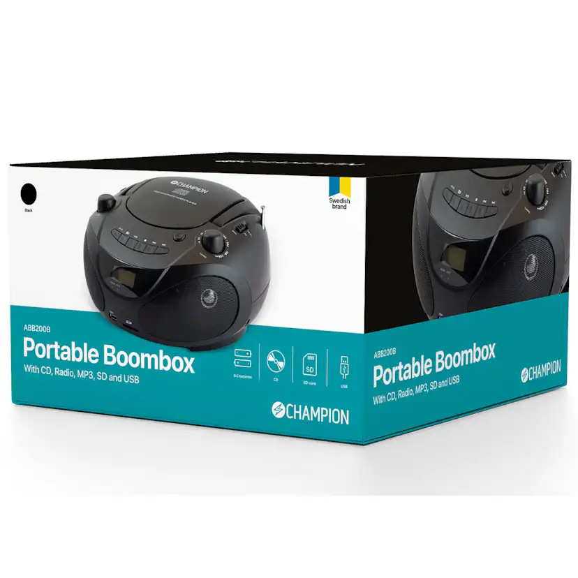 Boombox Champion CD/Radio/MP3/USB Black