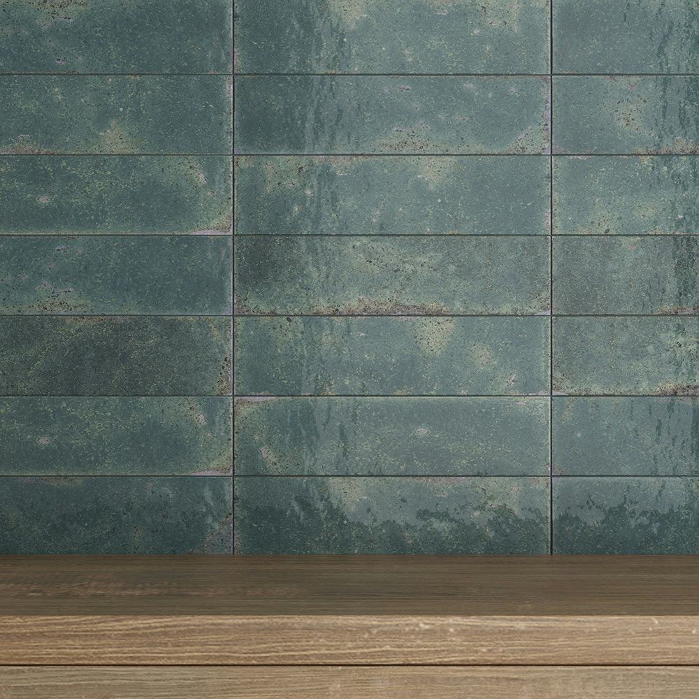 Kakel Tenfors Vibrant Green Blank 7x28 cm