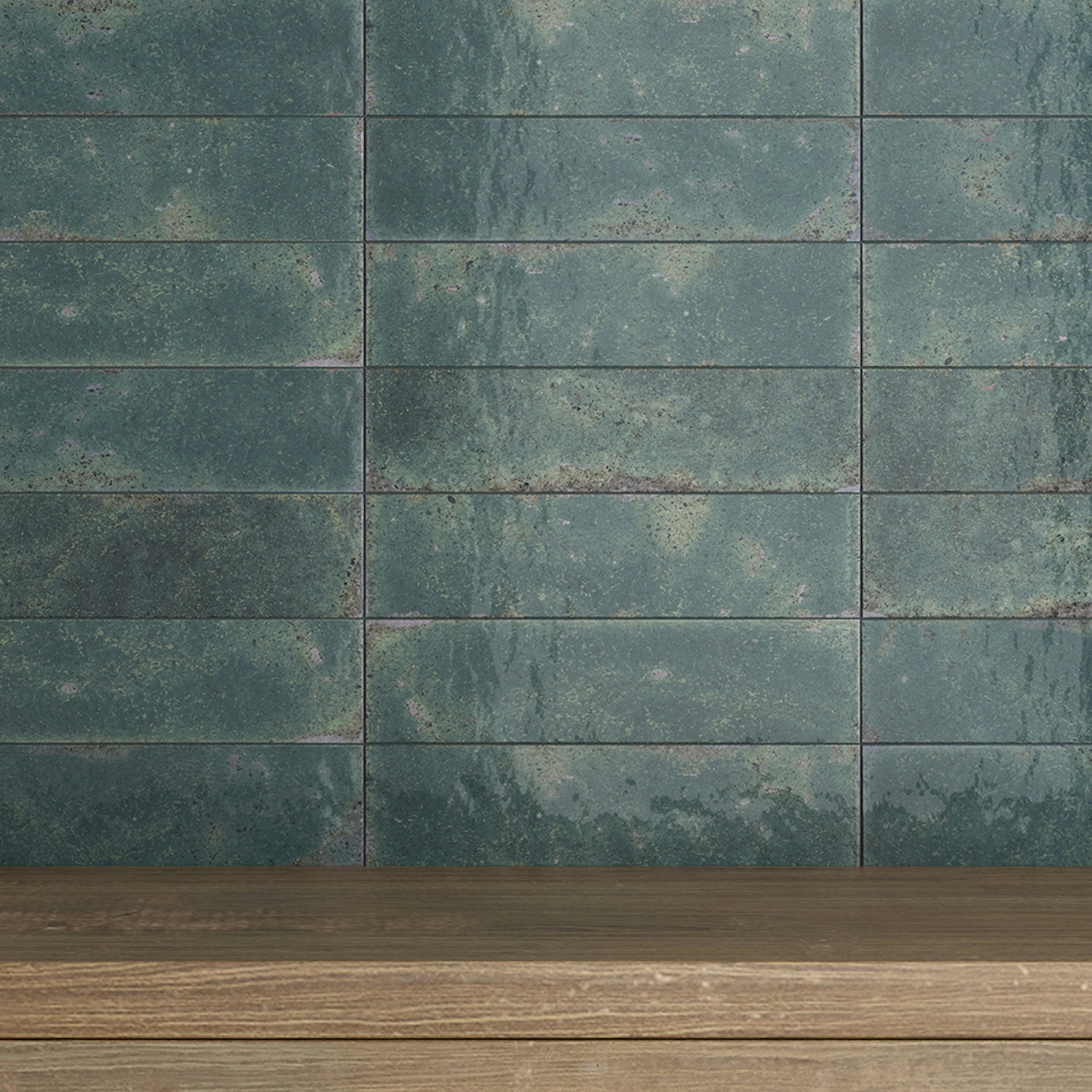 Kakel Tenfors Vibrant Green Blank 7x28 cm