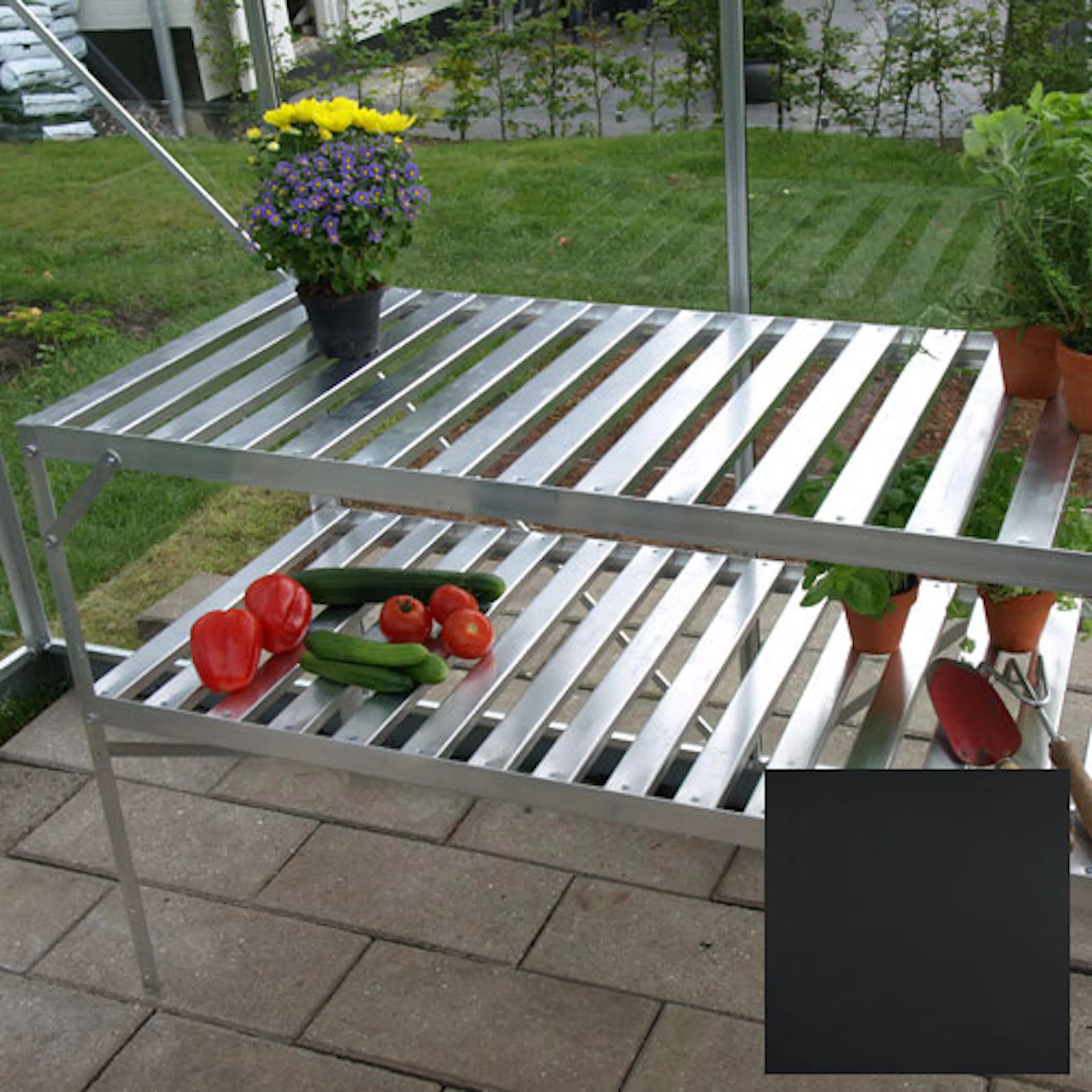 Aluminiumbord Vitavia med Hylla