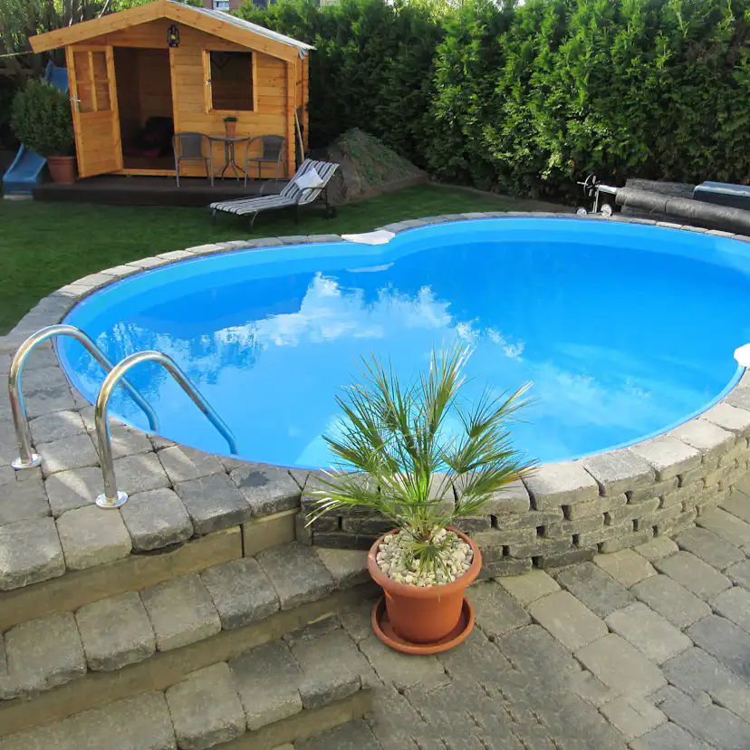 Stålväggspool Planet Pool Premium Inbyggd Åttaformad 5,25x3,2 inkl SF8 Stege och Tillbehör