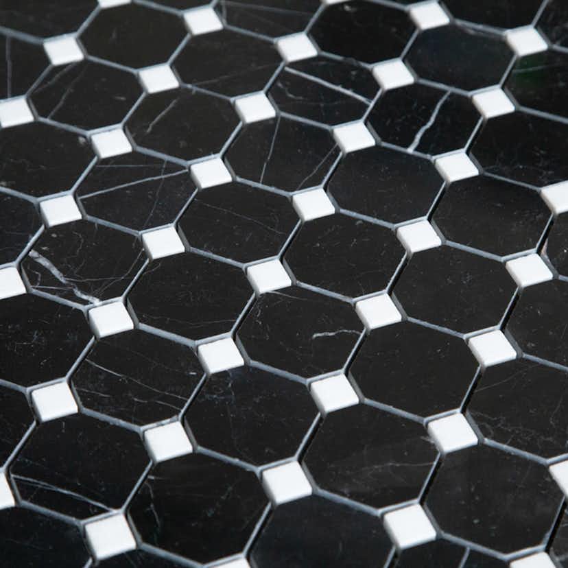 Natursten ArtStone Nero Marquina Octagon Polerad 5x5 cm