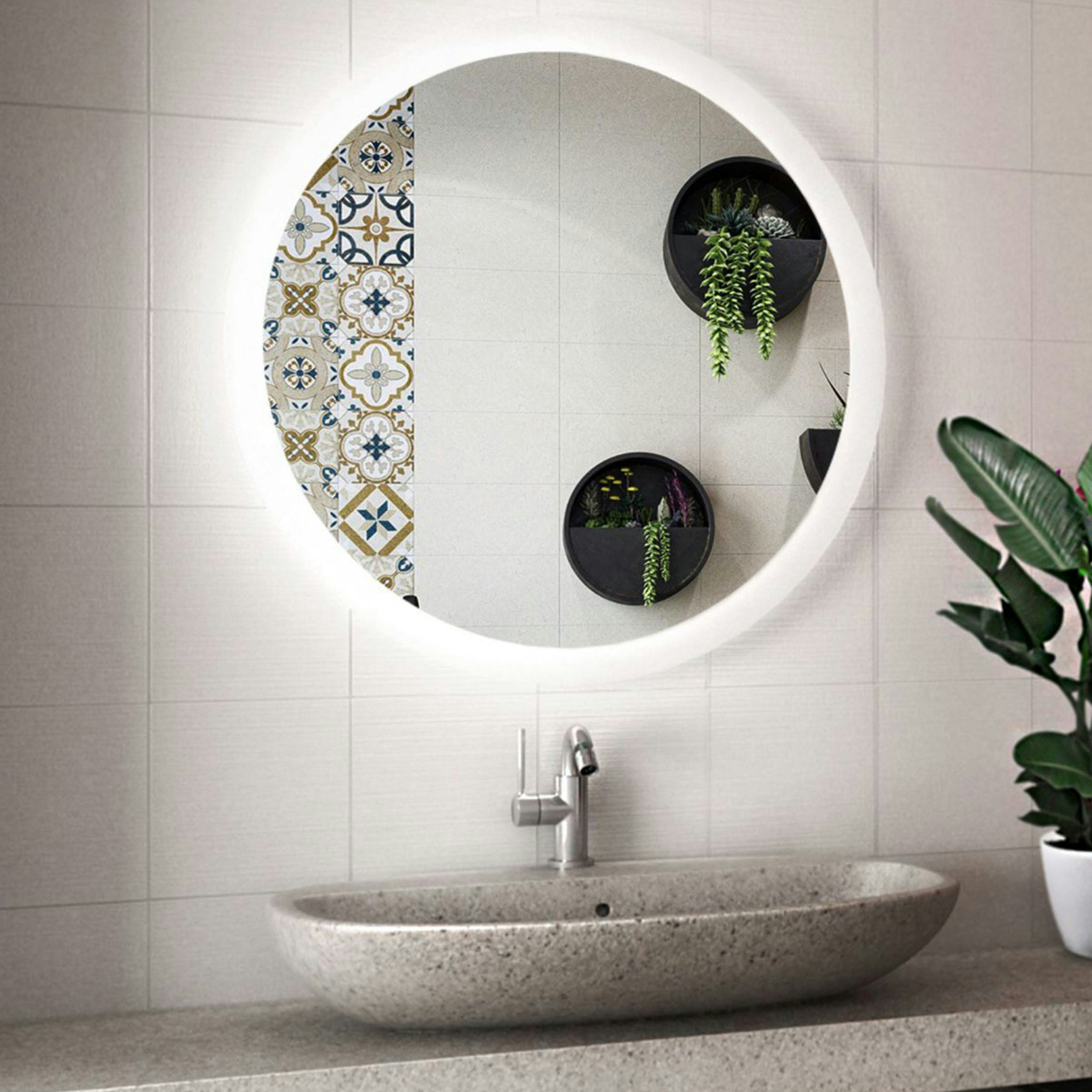 Spegel Vidi Atum Rund med LED-belysning