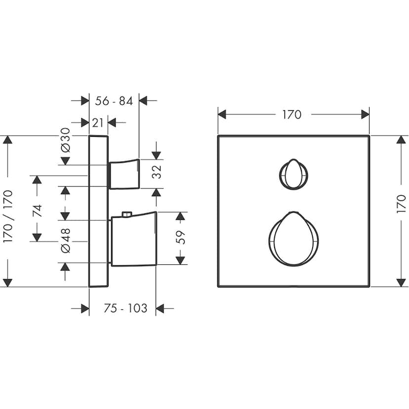 Inbyggnadsblandare Axor Starck Organic 2-utlopp