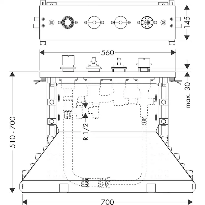 Inbyggnadsdel Hansgrohe för 4-hålsblandare Karkant