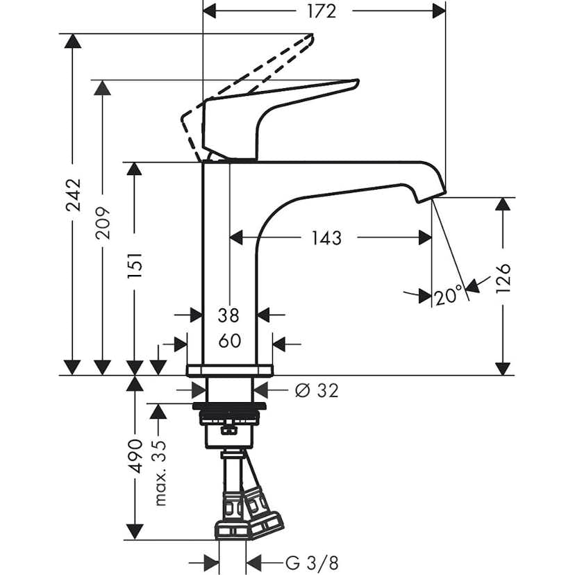 Tvättställsblandare Axor Citterio E 125