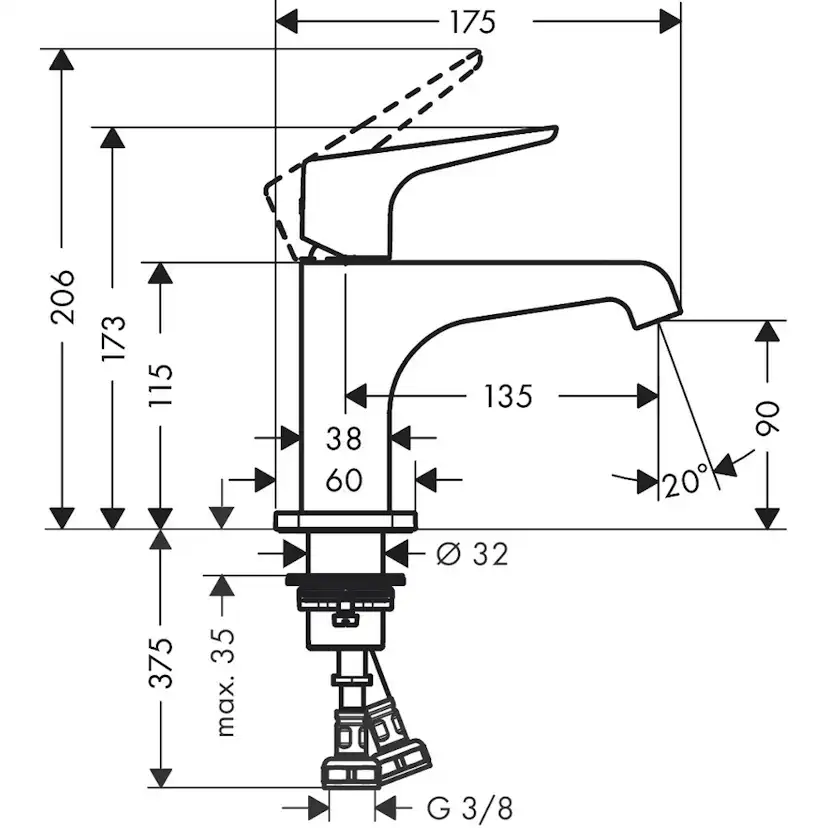 Tvättställsblandare Axor Citterio E 90 Låg