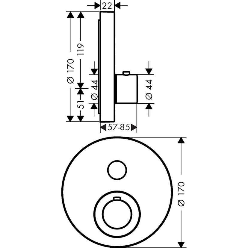 Inbyggnadsblandare Axor ShowerSelect Rund 1-utlopp