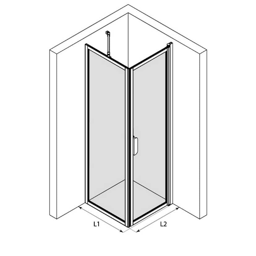 Duschhörn Hietakari Bläk 755 New York Fast Vägg och Vändbar Dörr
