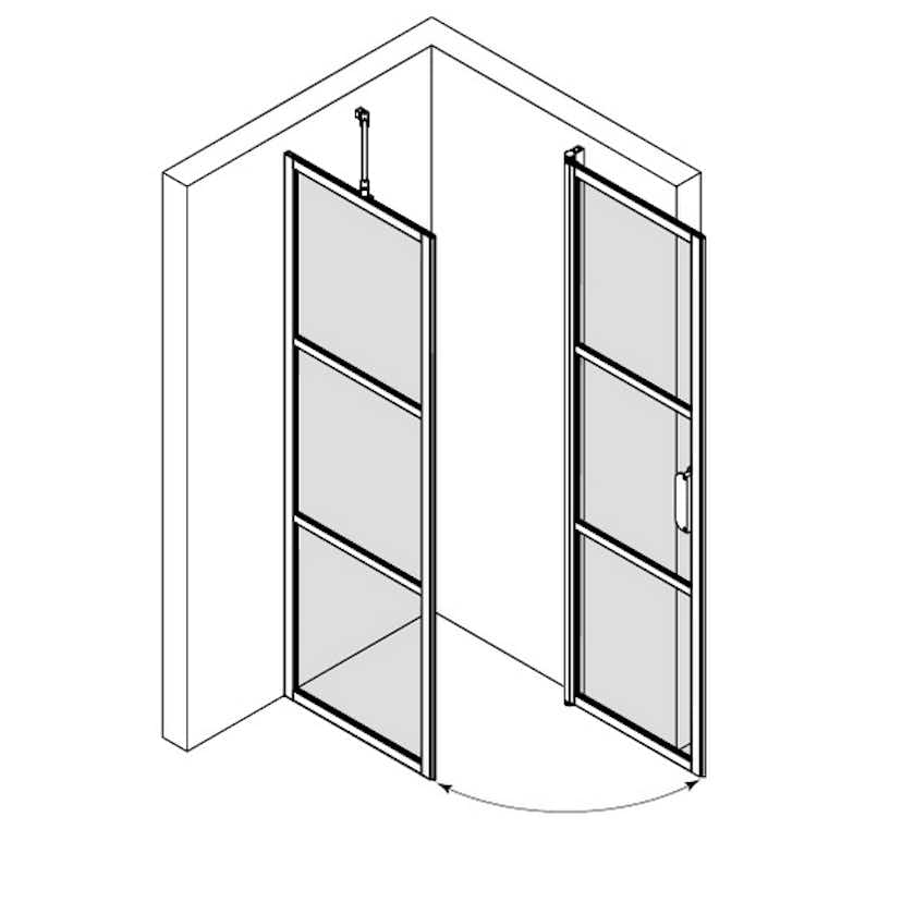 Duschhörn Hietakari Bläk 760 Tokyo Fast Vägg och Vändbar Dörr
