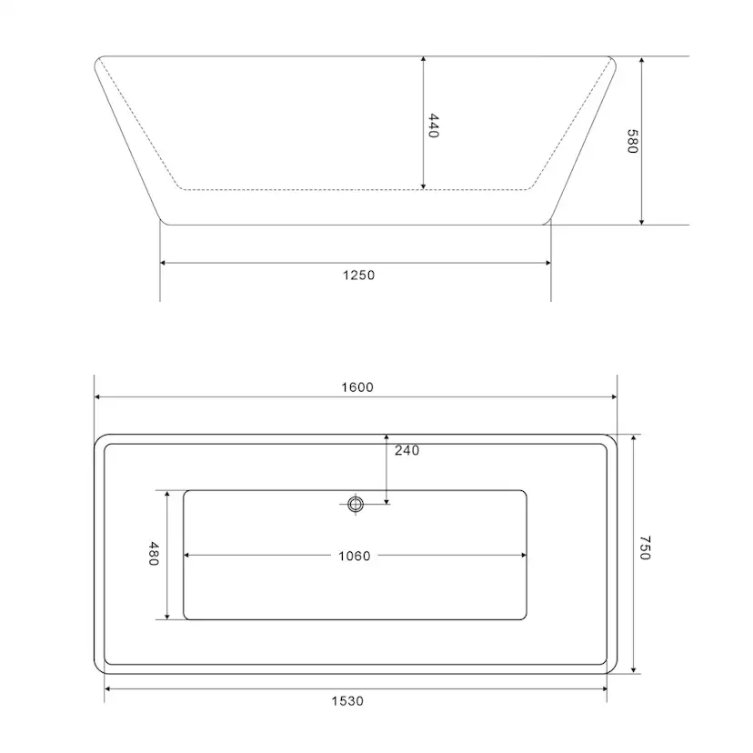 Badkar Bathlife Ideal Fristående Rakt Vit