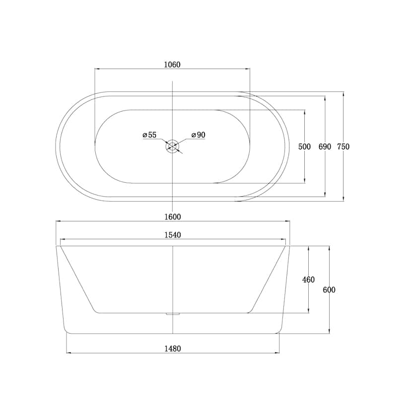 Badkar Bathlife Fridsam Fristående Rund Vit
