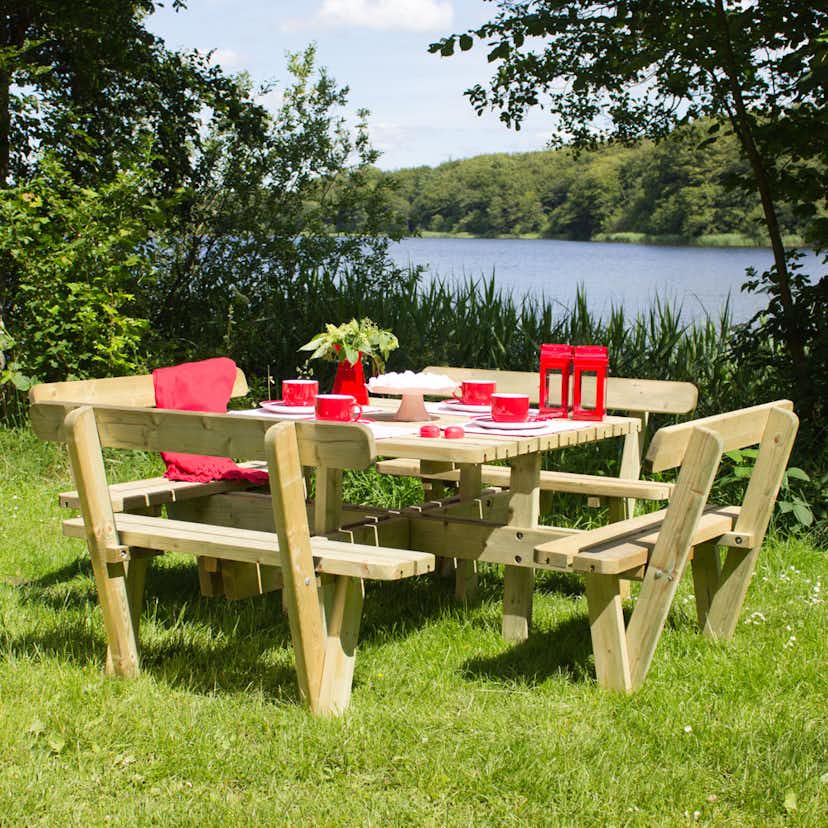 Picknickbord PLUS Fyrkantigt med Ryggstöd Utomhus
