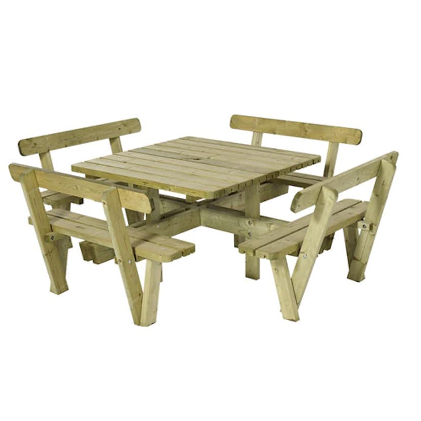 Picknickbord PLUS Fyrkantigt med Ryggstöd Utomhus