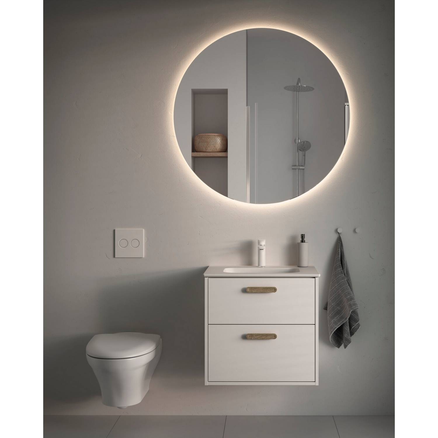 Spegel Gustavsberg Ducentic Rund med Bakgrundsbelysning