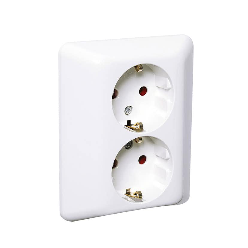 Vägguttag Elko 2-Vägs DUO RS Renvit