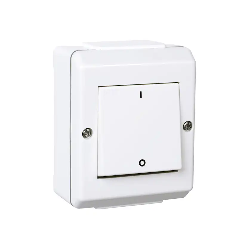 Strömbrytare Elko 2-Pol IP55 Med tryckknappsomkopplare RS Renvit