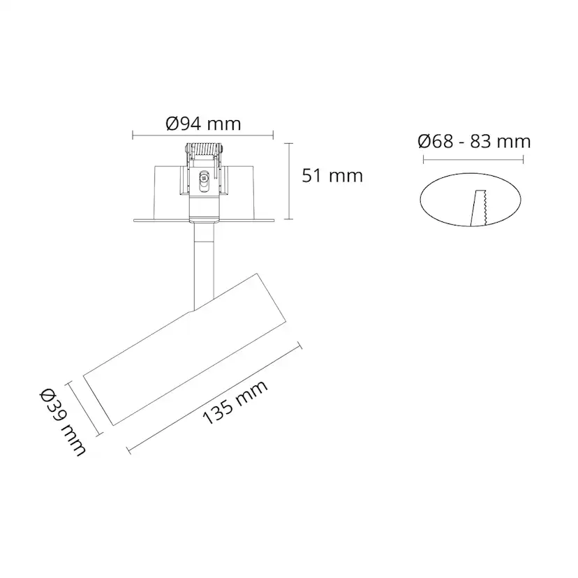 Spotlight SG ARMATUREN ZIP Tube Micro R Dtw 12W 590Lm 2000-2800K