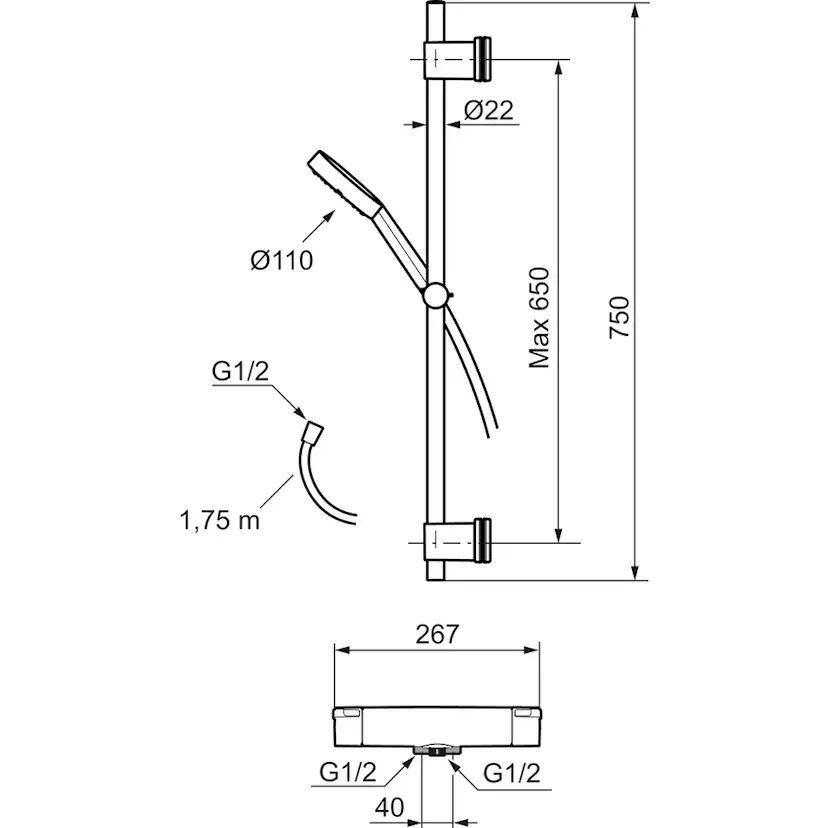 Duschset Mora MMIX II med Duschblandare 40 cc