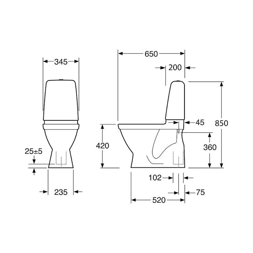 Toalettstol Gustavsberg Public 6600 C+ Hygienic Flush