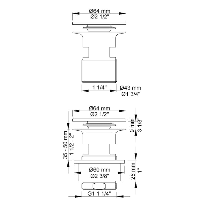 Bottenventil Vola A62 Pop-up