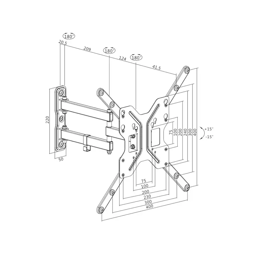 Väggfäste LogiLink TV 23-55 tum Tilt-/vinklingsbar