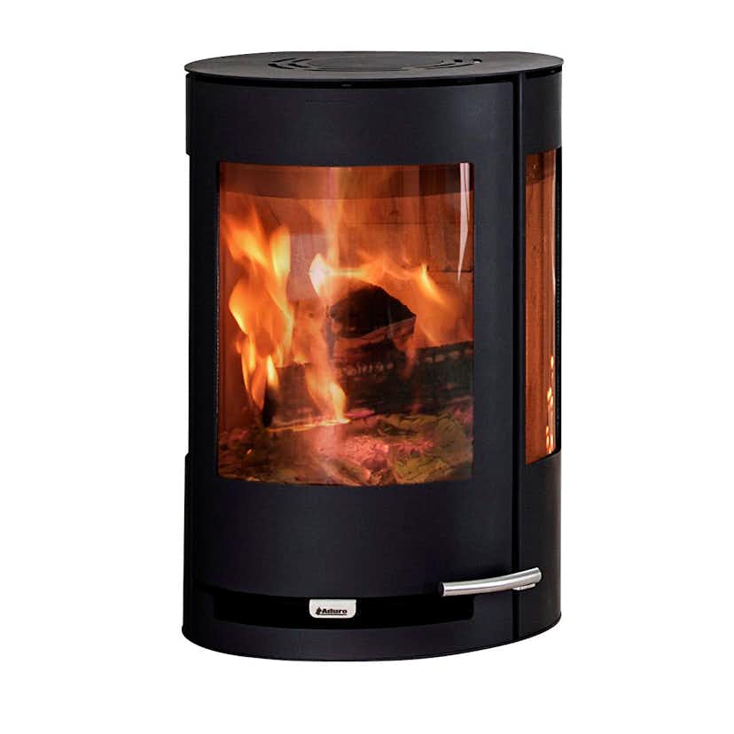 Braskamin Aduro 9.4 Vägghängd Med Sidoglas, Svart
