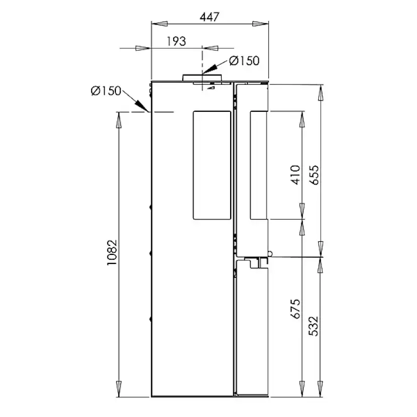 Braskamin Aduro 9.5 Fristående med Sidoglas 9kW