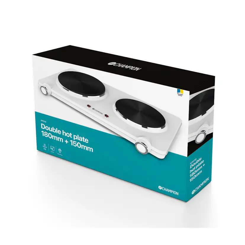 Kokplatta Champion Dubbel 180mm + 150mm 2250W KP210 Vit